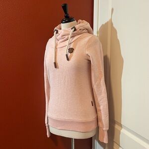 Naketano‎ Women’s Melange Heather Pink Pullover Cowl Neck Hoodie Sweatshirt
